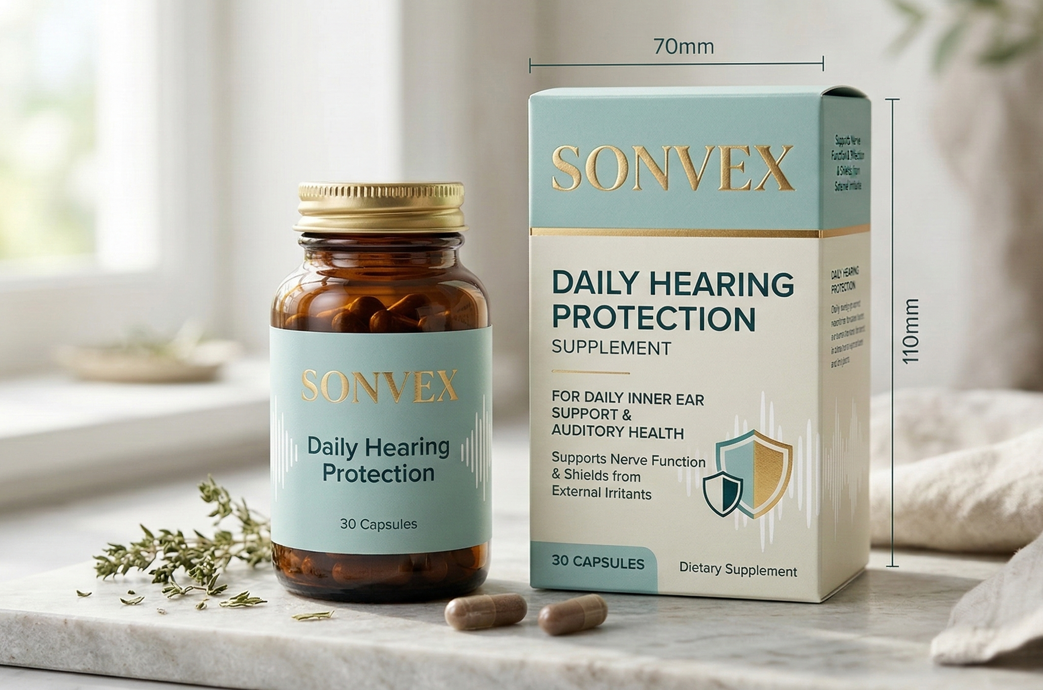 Sonvex — suplemento alimentar para conforto auditivo, 30 cápsulas